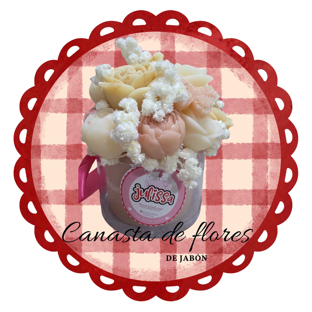 Canasta de flores de jabon