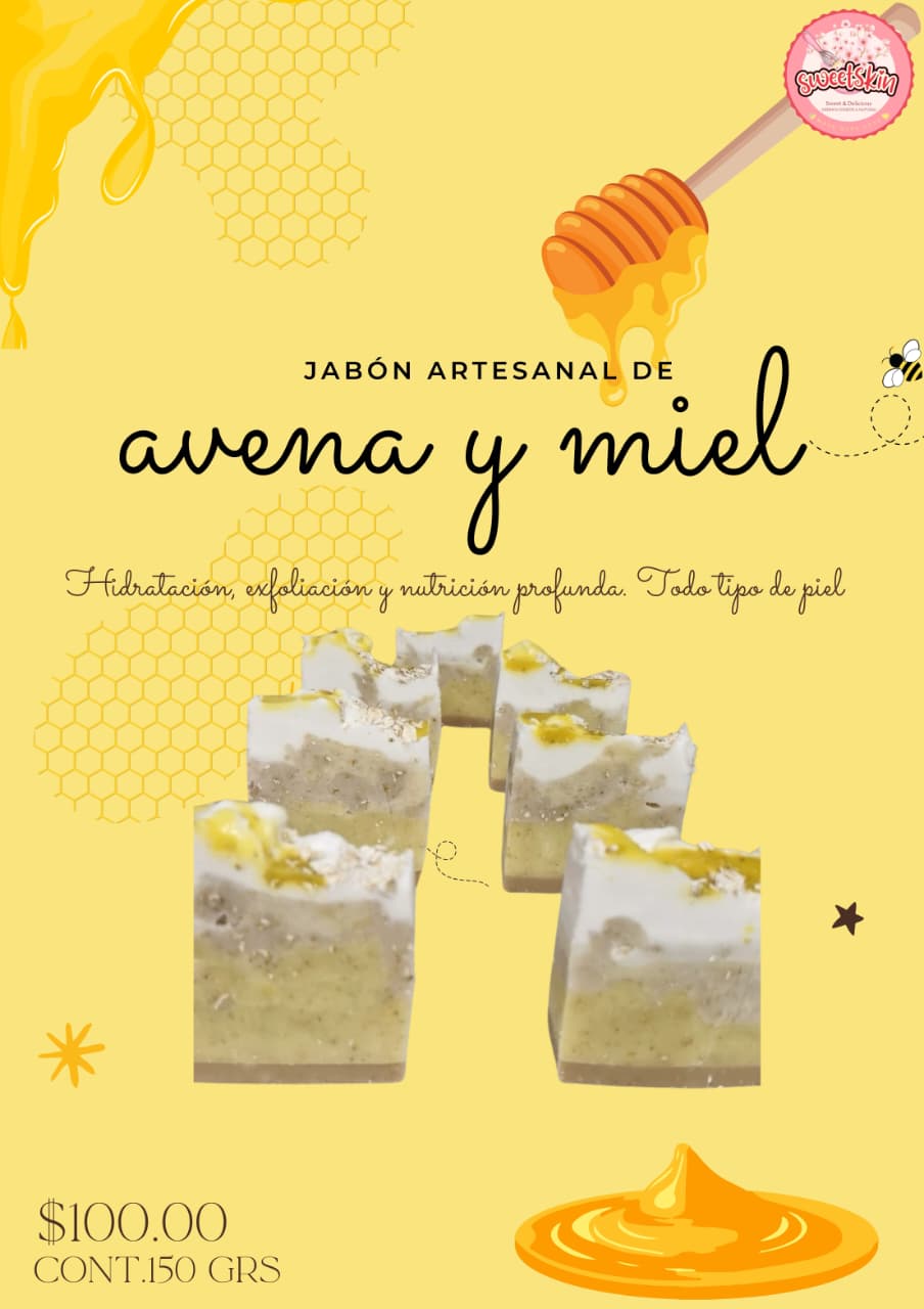 Jabón artesanal de avena y miel