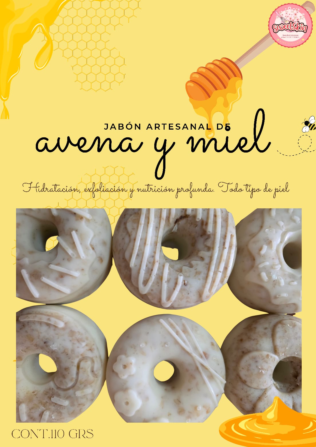 Jabón Artesanal Tipo Dona de Avena y Miel