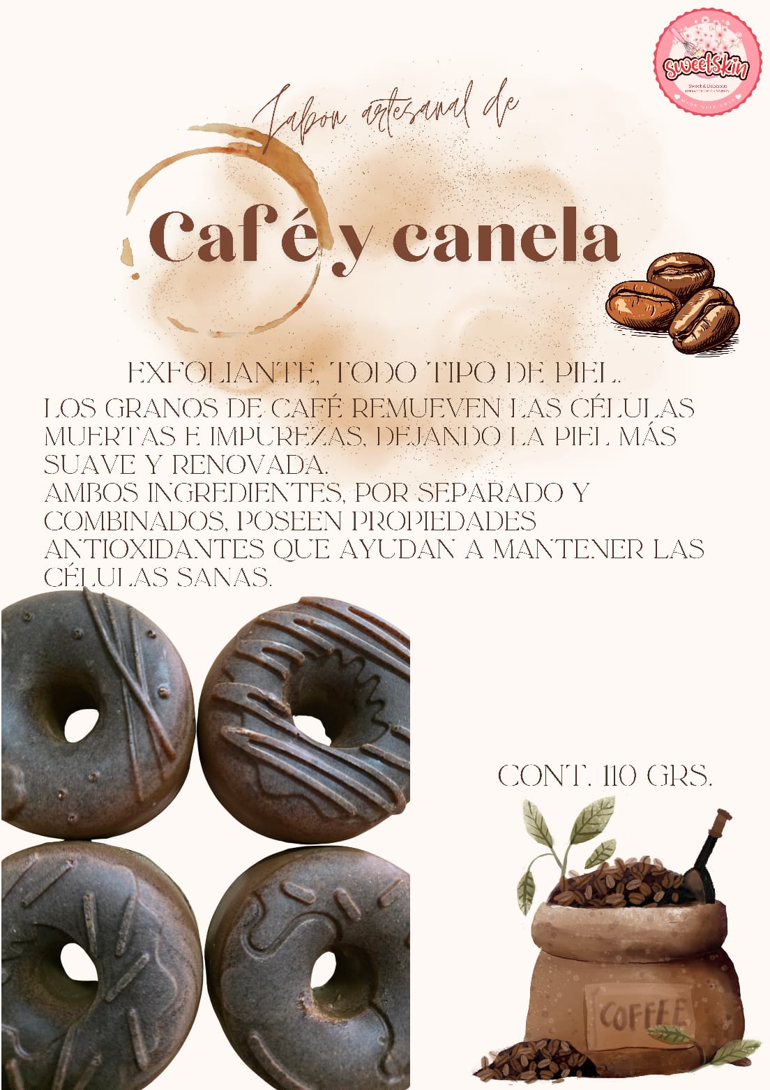 Jabón Artesanal Tipo Dona de Café y Canela