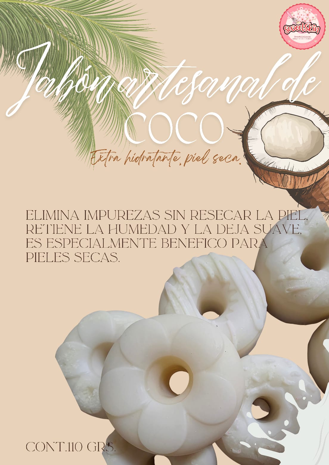 Jabón Artesanal Tipo Dona de Coco