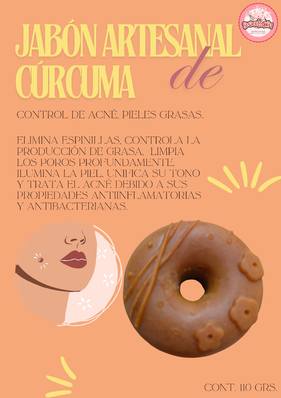 Jabón Artesanal Tipo Dona de Cúrcuma