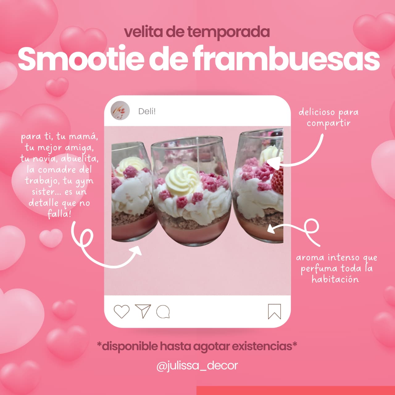 Smoothie de frambuesas (velita de temporada)