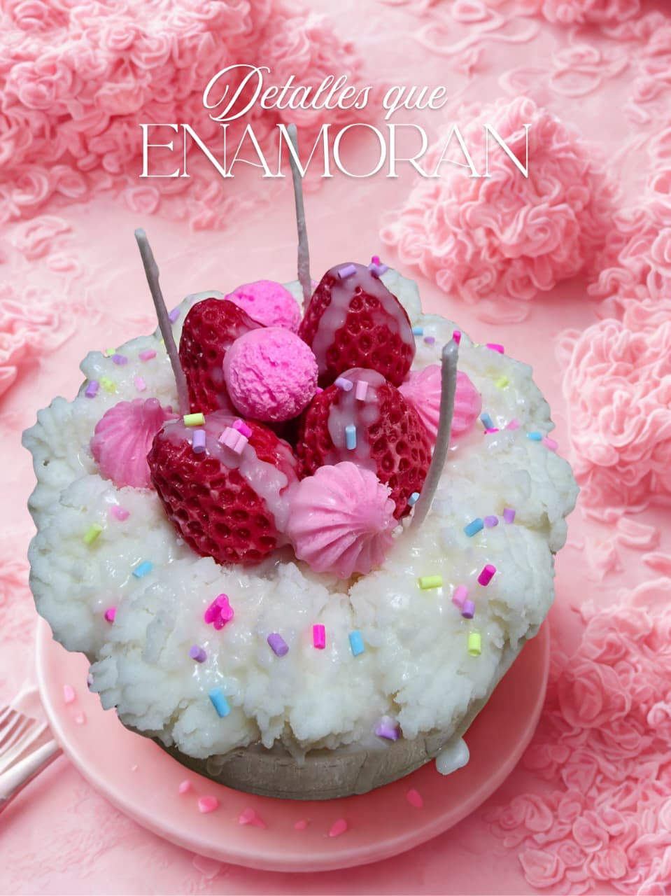 Vela tipo postre (fresa) — Detalles que enamoran